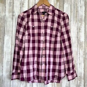 Talbots Purple Plaid Button Down